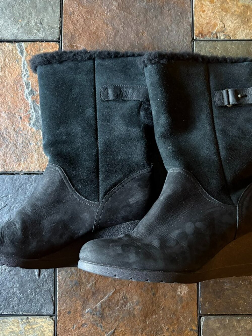 Black UGG Edelina waterproof wedge boots, 9 - Picture 8 of 14